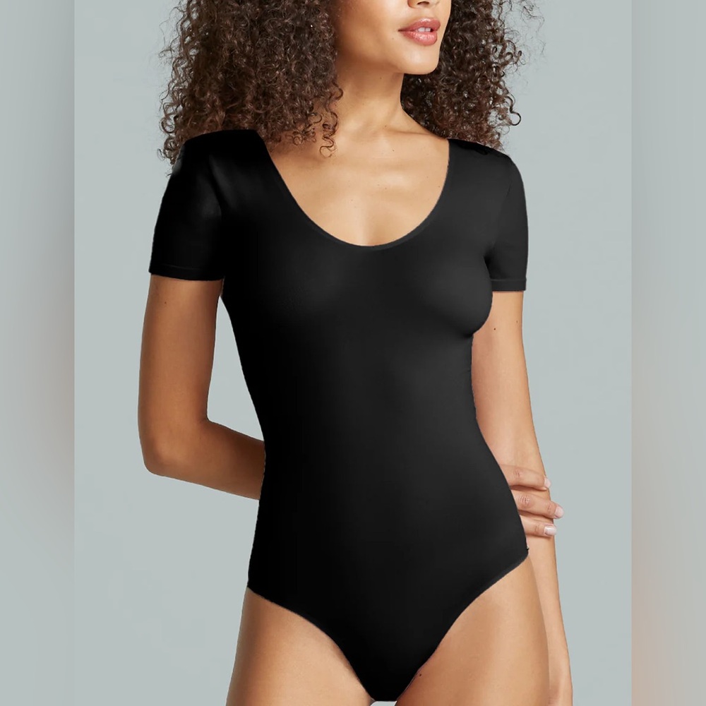 Commando Black Ballet Cap Sleeve Bodysuit